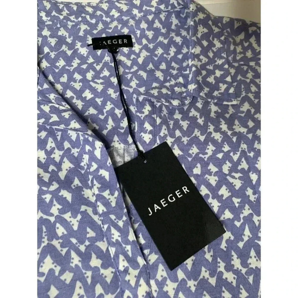 Jaeger Great Britain Linen Flax Blend Button Blouse Top Shirt US 8 NEW.  211 - Picture 2 of 4